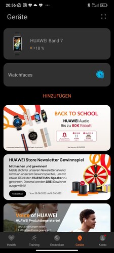 Hälsoappen innehåller även annonser från Huawei