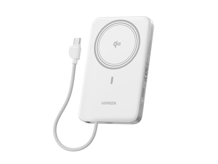 Ugreen MagFlow Air Qi2 Ultra-Slim Magnetic Power Bank i vitt