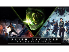 En reklambild för Alien Day 2025 på Steam, som visar omslagsbilder från Alien Isolation, Aliens Dark Descent och Alien Rogue Incursion. (Bildkälla: Steam)