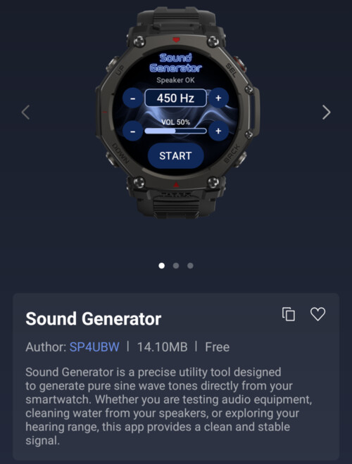 Sound Generator Mini-appen för Amazfit-smartklockor