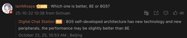 Qualcomm Snapdragon 8 Gen 5 kan prestera något bättre än 8 Elite. (Bildkälla: Weibo - maskinöversatt)