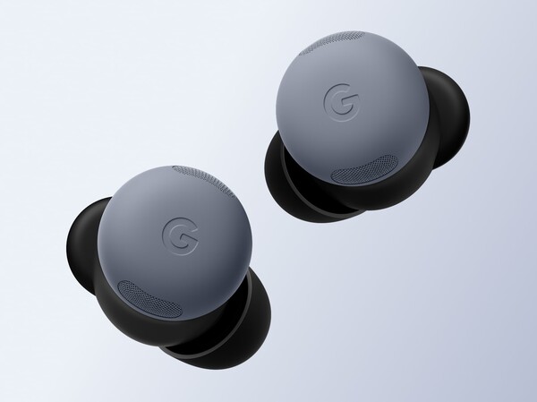 Pixel Buds Pro 2 i Moonstone med ett matchande vindblockerande nät. (Bildkälla: Google)