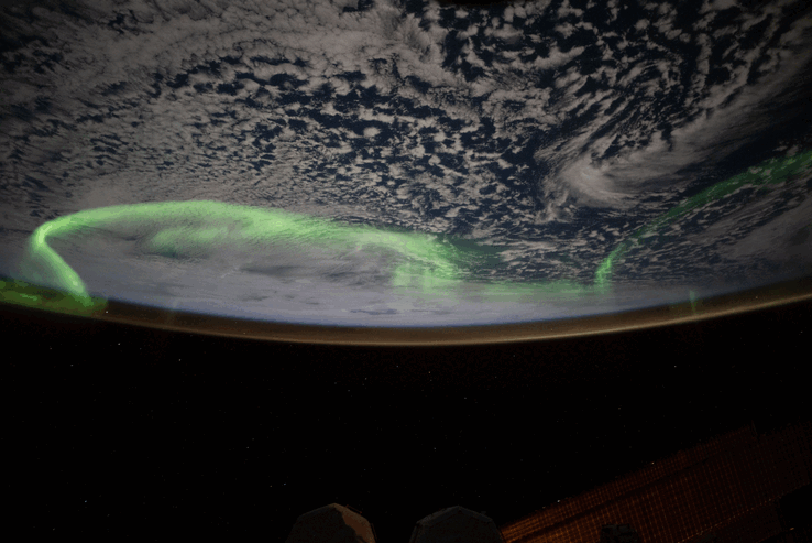 Ett foto av Aurora Australis från ISS (Bildkälla: Nichole Ayers/NASA)