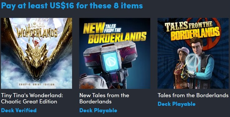 Dekorativ bild. Den första nivån innehåller 8 spel och kostar $16 (Bildkälla: Humble Bundle)