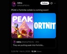 Fortnite X Peak-samarbetet som enligt uppgift läckts av Cohen via kontot Adira X
