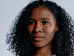 Ansikte med skanningslinjer för ansiktsigenkänning