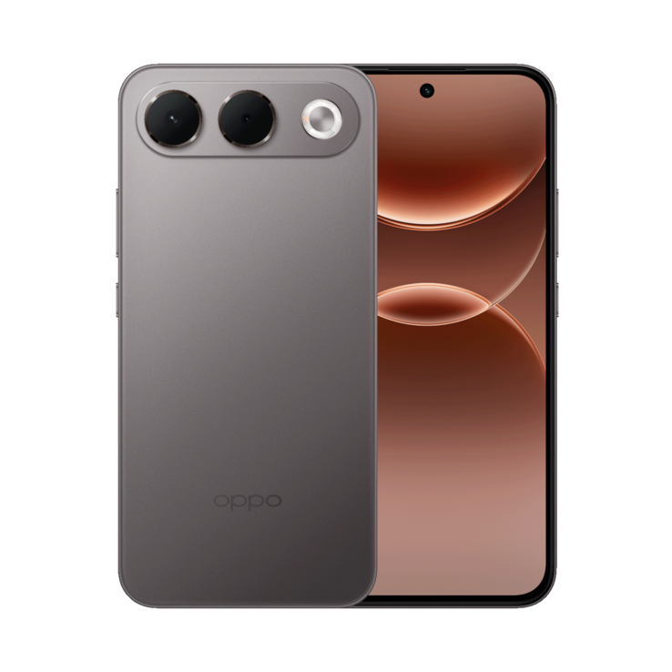 Oppo A7 Pro i färgen Shine Titanium.