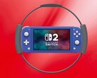 Mockup av Switch 2 Lite omgiven av Ring Fit-kontroller