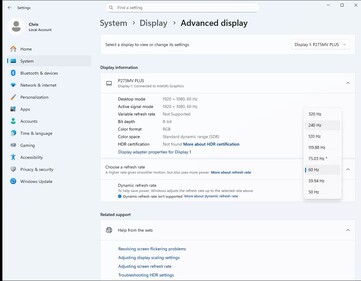 AI dubbelt läge: Full HD med upp till 320 Hz