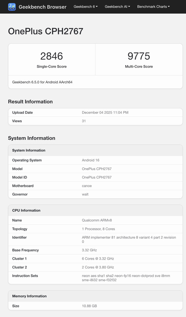 (Bildkälla: Geekbench)