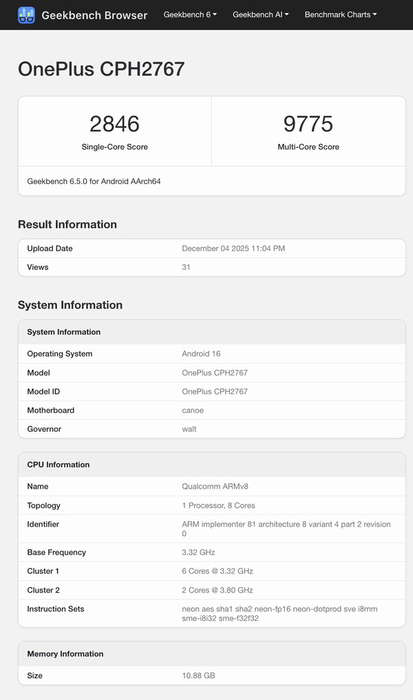(Bildkälla: Geekbench)