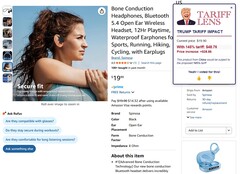 Tariff Lens Chrome Extension i aktion (Bildkälla: Self)