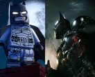 Reklambilder för Lego Batman: Legacy of the Dark Knight bredvid samma bilder för Batman: Arkham Knight