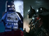 Reklambilder för Lego Batman: Legacy of the Dark Knight bredvid samma bilder för Batman: Arkham Knight