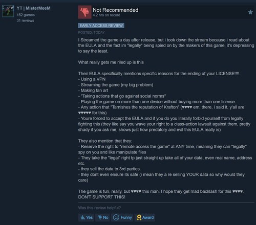 Negativ Subnautica 2 Steam-recension visas