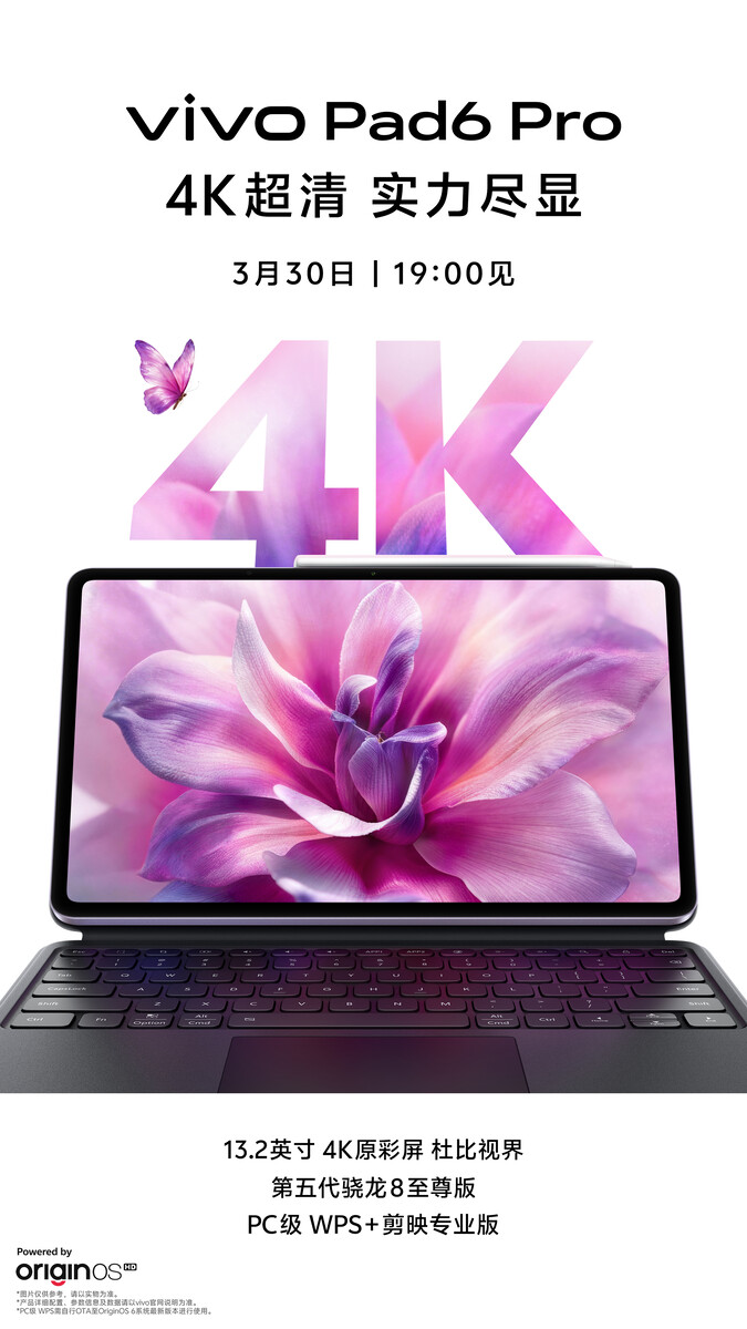 Officiell teaserbild av Vivo Pad 6 Pro.