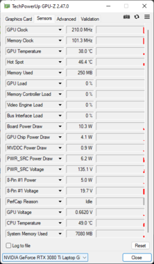 GPU-Z - Nvidia GeForce RTX 3080 Ti GPU för bärbar dator