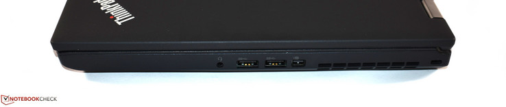 Höger: kombinerad ljudanslutning, 2x USB 3.0 Typ A, MiniDisplayPort