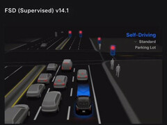 Tesla FSD 14 visuell bild för val av parkeringsplats. (Bildkälla: Tesla)