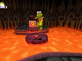 Croc Legend of the Gobbos skärmdump som visar Croc som hoppar över lava
