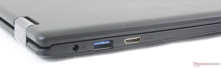 Vänster: AC-adapter, USB 3.0, mini-HDMI