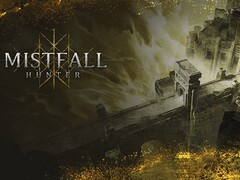 Nyckelillustration till Mistfall Hunter som lyfter fram den mörka fantasivärlden Gyldenmist.