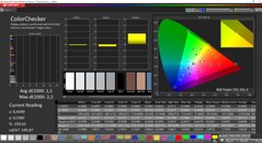 CalMAN ColorChecker (P3 referensfärgrymd, källa: Mac Studio)