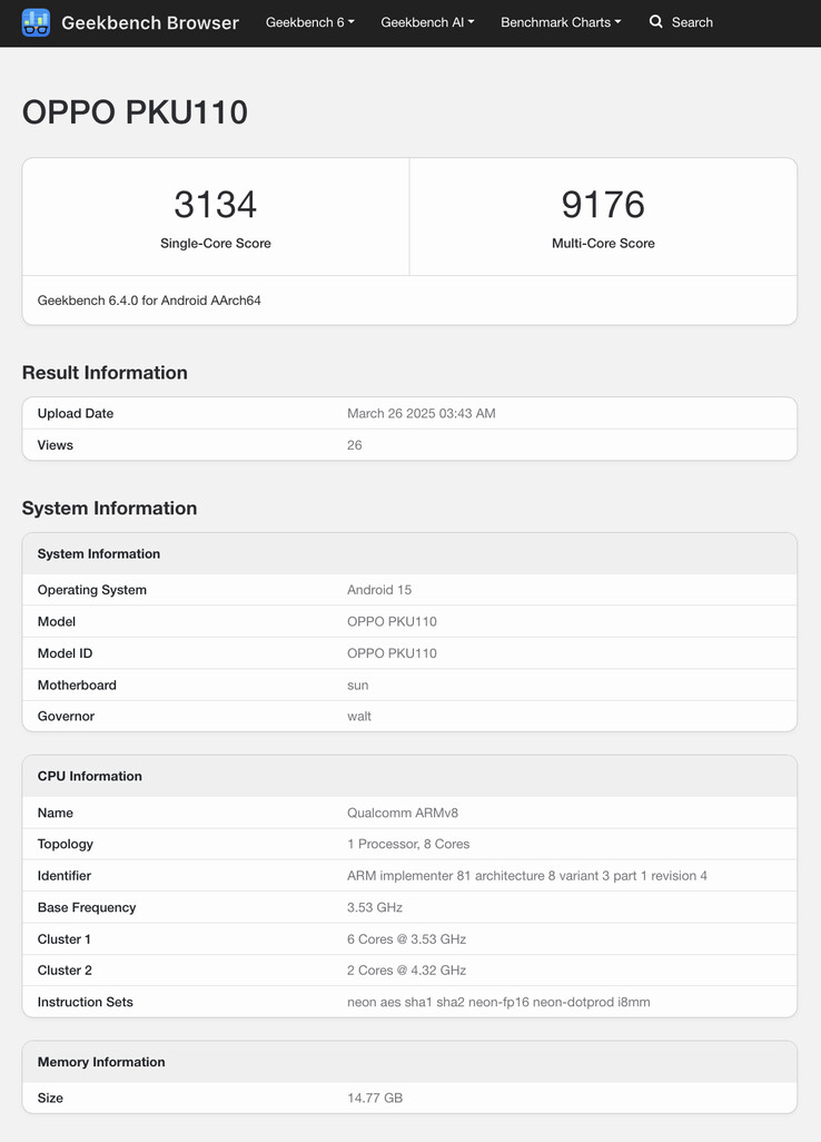 (Bildkälla: Geekbench)