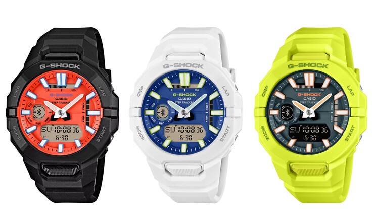 Från vänster till höger: klockorna Casio G-Shock GBA950-1A4, GBA950-7A2 och GBA950-9A3