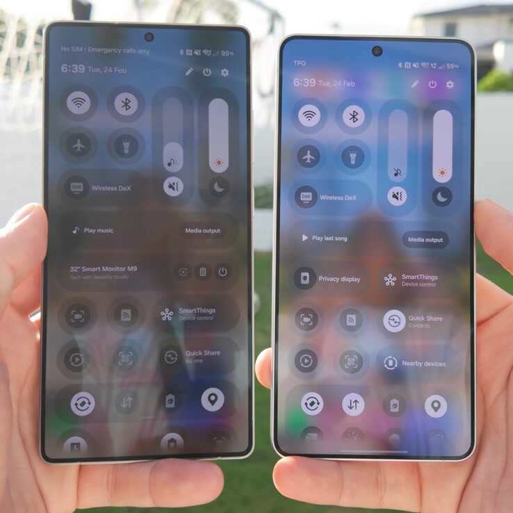 Galaxy S25 Ultra vs Galaxy S26 Ultra ljusstyrka.