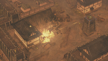 En bild som visar en strid i Shadow Tactics: Blades of the Shogun.