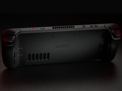 En bild bakifrån av Steam Deck OLED