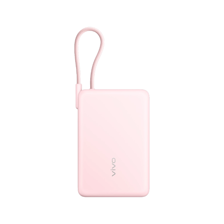 Vivo 33W Power Bank med inbyggd kabel 10000mAh (rosa). (Bildkälla: vivo)