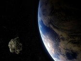 En konstnärsillustration som visar en asteroid nära jorden.
