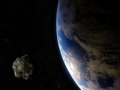 En konstnärsillustration som visar en asteroid nära jorden.