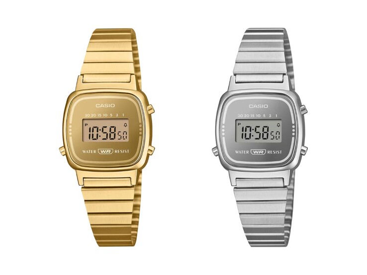 Klockorna Casio Classic LA670WEGS-9A (vänster) och LA670WES-7A (höger)