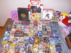 En samling Nintendo Switch-kassetter på bilden