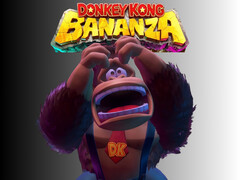 En försvårad Donkey Kong avbildad nedanför Donkey Kong Bananza-logotypen (Bildkälla: Nintendo of America med ändringar)