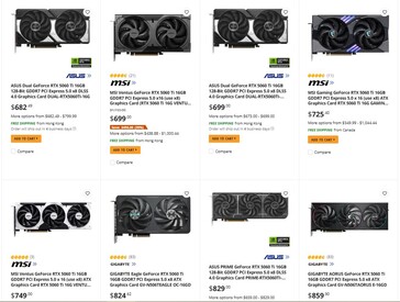 RTX 5060 Ti 16 GB pris på Newegg. (Bildkälla: Newegg)