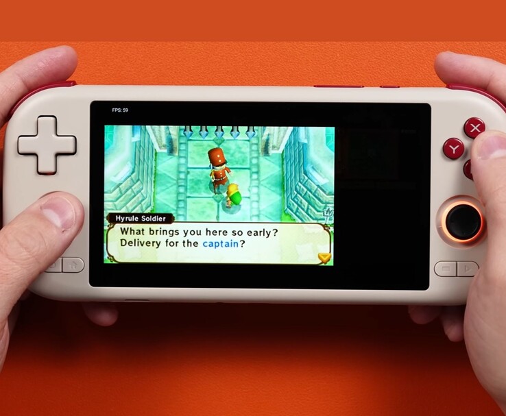Mangmi Air X-handdator som kör The Legend of Zelda: A Link Between Worlds på en 3DS-emulator. (Bildkälla: Joey's Retro Handhelds)