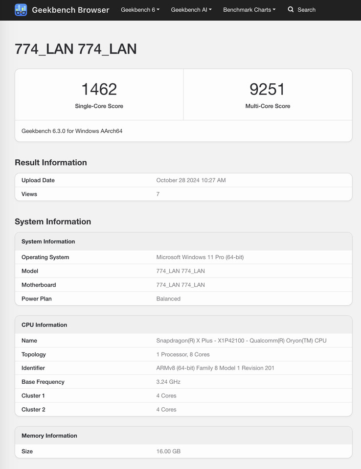 (Bildkälla: Geekbench)