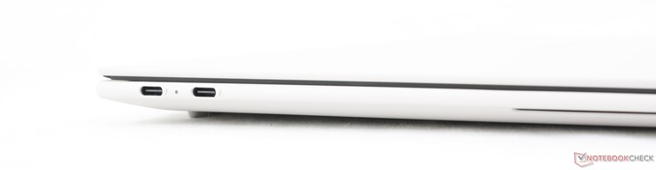 Vänster: 2x USB-C Thunderbolt 4 med DisplayPort 2.1 + Power Delivery (65 W)