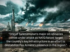 Turkmenistans oljeraffinaderier från ett Battlefield-spel. (Bildkälla: temporyal på X)