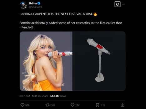 Fortnite Sabrina Carpenter mikrofonläcka (Bildkälla: skärmdump, ShiinaBR X-konto)