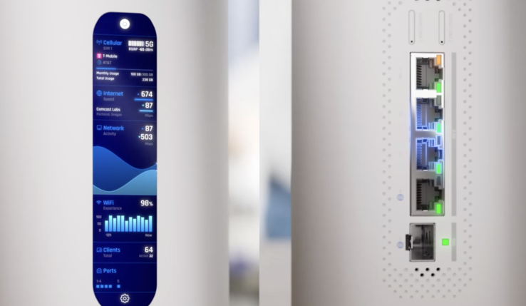 Routern har en display och många portar (Bildkälla: Ubiquiti Networks)