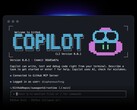 GitHub Copilots CLI-gränssnitt körs i ett terminalfönster.
