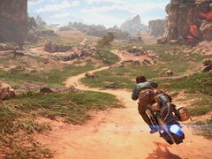 En bild som visar Kay Vess på sin speeder i Star Wars Outlaws.