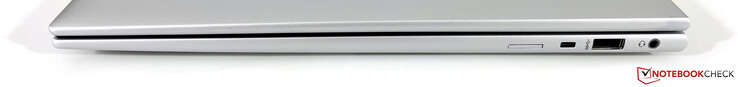Just det: Nano-SIM-kortplats (valfritt för WWAN-modeller), Kensington Nano-säkerhetsfack, USB-A 3.2 Gen.1 (5 GBit/s, strömförsörjd), 3,5 mm stereo