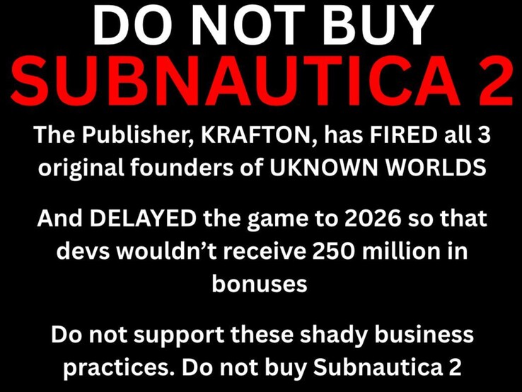 Fans på Subnautica subreddit som ber om bojkott. (Bildkälla: Specialist-Target461 på Reddit)