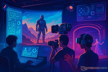 En futuristisk filminspelning som drivs av virtuell produktion, AI och VR-teknik (Bildkälla: OpenAI/DALL-E)